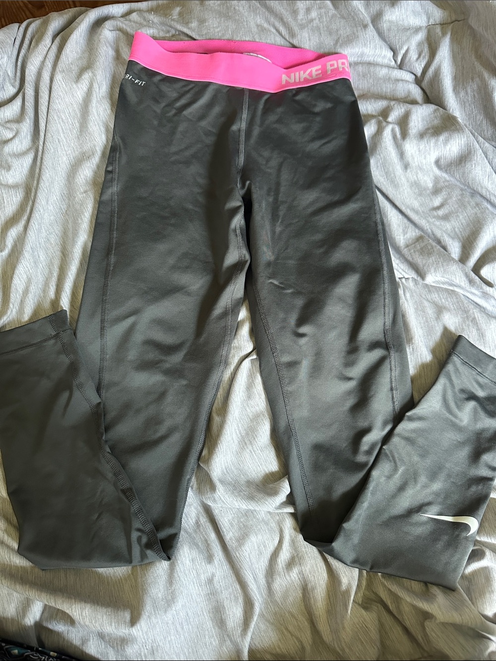 Nike Kids Black Leggings with Pink Elastic Waistband